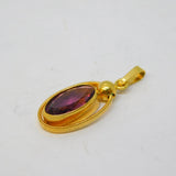 20th Century Amerikana Gold Plated Amethyst Set Drop Pendant Vintage