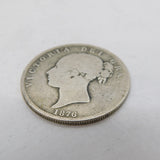 Queen Victoria .925 Silver Half Crown Coin Antique 1876 Fine Condition