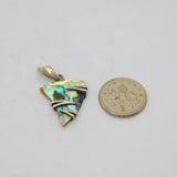 Sterling Silver Natural Abalone Shell Modernist Studio Pendant Vintage c1970s
