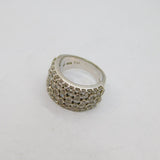 Sterling Silver CZ Circles Pattern Graduating Band Ring Modern c1990 Size J