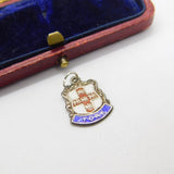 Sterling Silver and Coloured Enamel Travel Shield 'York' Charm Vintage c1970