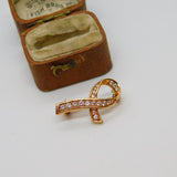 Gold on Sterling Silver & Paste Set Knot Form Brooch Pin Vintage c1990