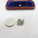Sterling Silver Heart Form Charm Pendant Vintage c1970