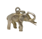 Sterling Silver Cast Elephant Charm Pendant Vintage c1970