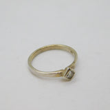 Sterling Silver White Topaz Stacking Band Or Dress Ring Modern c1990 Size L 1/2