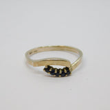 Sterling Silver 5 Sapphire Set Split Band Dress Ring Vintage c1970 Size O