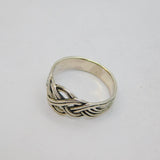 Sterling Silver Oxidised Celtic Knot Dress Band Ring Vintage c1970 Size M