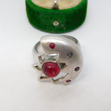 Studio Jewellery Sterling Silver Ruby Set Statement Ring Vintage Birmingham