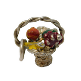 Sterling Silver Painted Fruit Basket Charm Pendant Vintage c1970