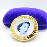 Gold Plated Enamel Elizabeth II Diamond Jubilee Commemorative Coin 2012