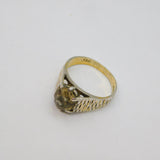 Sterling Silver & 9ct Smoky Quartz Textured Dress Ring Vintage c1970 Size K 1/2