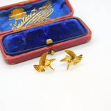 Pair of Sterling Silver Gilt Kingfisher Bird Stud Earrings Vintage c1980