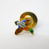 9ct Yellow Gold & Enamel Flying Duck Lapel Pin Vintage c1970 Shooting Interest