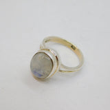 Sterling Silver Cabochon Moonstone Studio Dress Ring Modern c1990 Size L 1/2