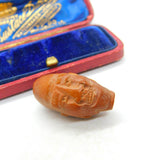 Victorian Chinese Carved Nut Bead Pendant In Face Form Antique c1900