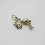Sterling Silver Stork Bird With Baby Charm Pendant Vintage c1970
