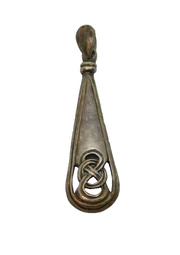 Sterling Silver Celtic Design Long Drop Charm Pendant Vintage c1970