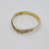 Sterling Silver CZ Set Curved Half Eternity Band Ring Vintage c1970 Size P