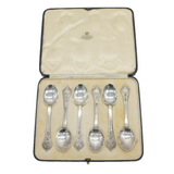 Asprey Boxed Britannia Silver Floral Picture Back Teaspoons Antique 1936 London