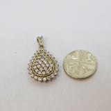 Sterling Silver Cubic Zirconia Set Fancy Peardrop Pendant Vintage c1970