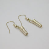 Pair of Sterling Silver Modernist Coil Form Hook Drop Earrings Modern c2000