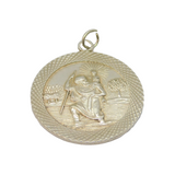 Sterling Silver St Christopher With Tree Scene Travel Pendant Vintage c1970