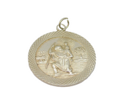 Sterling Silver St Christopher With Tree Scene Travel Pendant Vintage c1970
