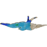 Sterling Silver & Enamel Swallow Brooch Pin Antique c1920 AF Art Deco
