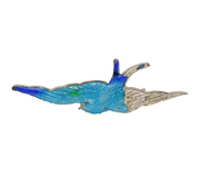 Sterling Silver & Enamel Swallow Brooch Pin Antique c1920 AF Art Deco