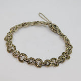 Sterling Silver Marcasite Art Deco Style Patterned Panel Bracelet Modern c1990s