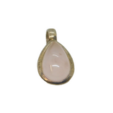 Sterling Silver Rose Quartz Peardrop Charm Pendant Vintage c1970