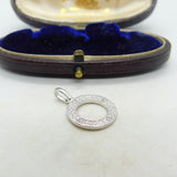 Sterling Silver Letter 'O' with Diamond Paste Charm Pendant Vintage c1970