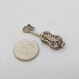 Sterling Silver Opening Enamel Musical Note Guitar Charm Pendant Vintage c1970s