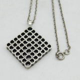Sterling Silver Large Honeycomb Form Pendant Necklace Vintage 1973 Sheffield