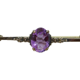Sterling Silver Amethyst Art Deco Style Brooch Pin Vintage c1970's