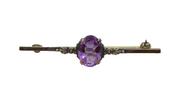 Sterling Silver Amethyst Art Deco Style Brooch Pin Vintage c1970's