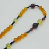 Large Graduating Mixed Colour Amber & Cherry Amber Medallion Necklace Vintage