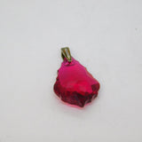 Sterling Silver Raspberry Pink Crystal Peardrop Charm Pendant Vintage c1970s