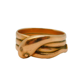 Victorian 9ct Rose Gold Coiled Snake Band Ring Antique 1893 Birmingham