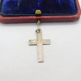 Sterling Silver Crucifix Engraved 'Mother' Charm Pendant Vintage c1970
