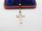 Sterling Silver Crucifix Engraved 'Mother' Charm Pendant Vintage c1970