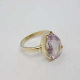 Sterling Silver Light Amethyst Peardrop Cocktail Band Ring Vintage c1970 Size P