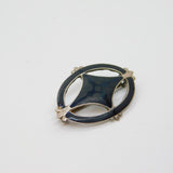 Sterling Silver Black Enamel Art Deco Mourning Brooch Pin Antique c1920