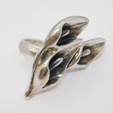 Sterling Silver Large Floral Statement Spray Ring Vintage c1990