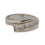 Sterling Silver Paste Set Crossover Design Band Ring Vintage c1970 Size O 1/2