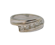 Sterling Silver Paste Set Crossover Design Band Ring Vintage c1970 Size O 1/2