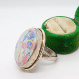 Sterling Silver Coloured Hardstone Statement Ring Vintage c1970 Size K 1/2 UK