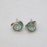 Sterling Silver & Enamel Set Swirl Stud Earrings Vintage c1970s
