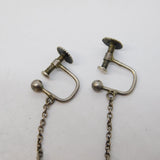 Art Deco Pair of Sterling Silver & Faceted Rock Crystal Screw-Back Earrings