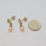 Pair of Sterling Silver Pearly Peardrop & Crystal Stud Earrings Modern c1990